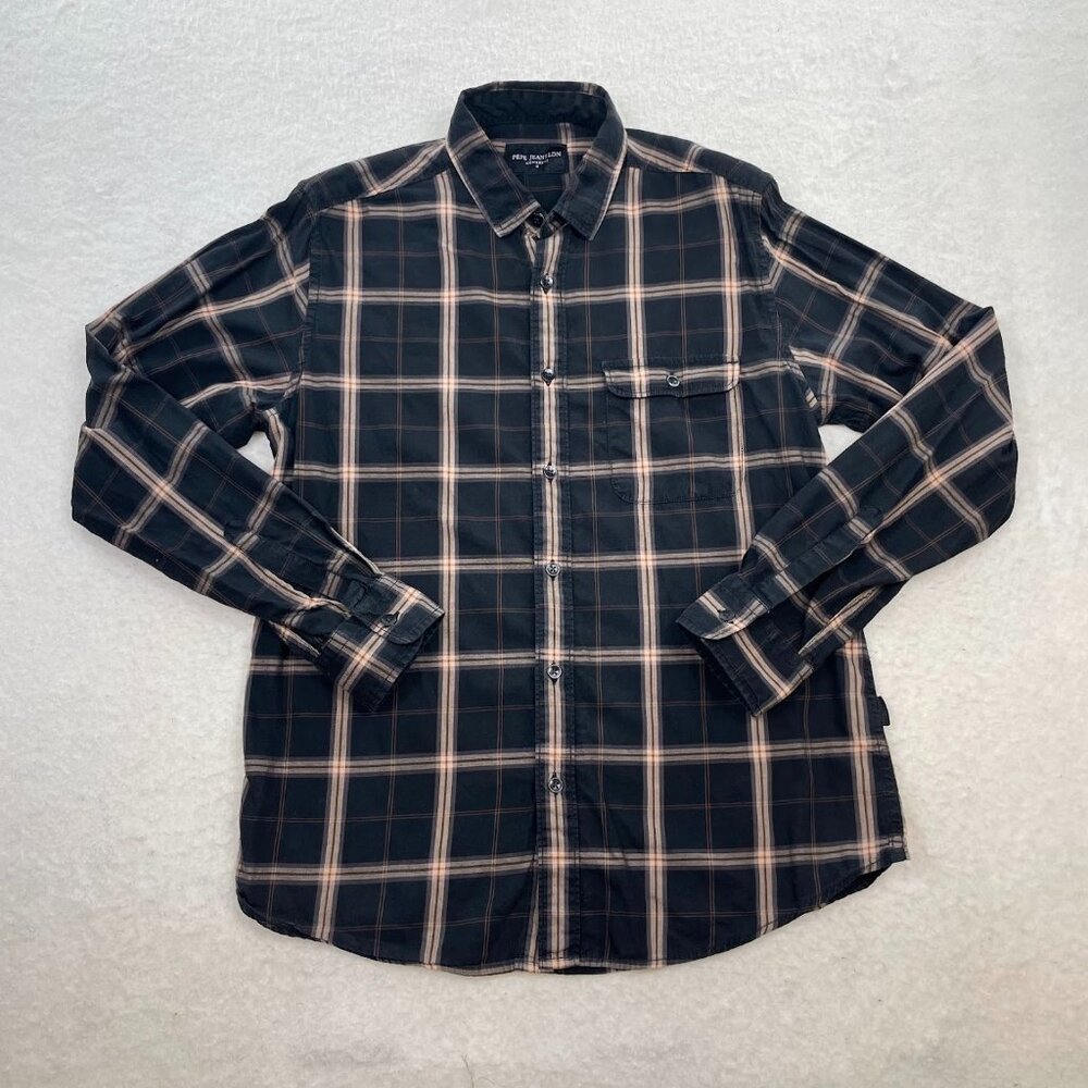 Pepe Jeans London Plaid Cotton Long Sleeve Button Down Size Medium
